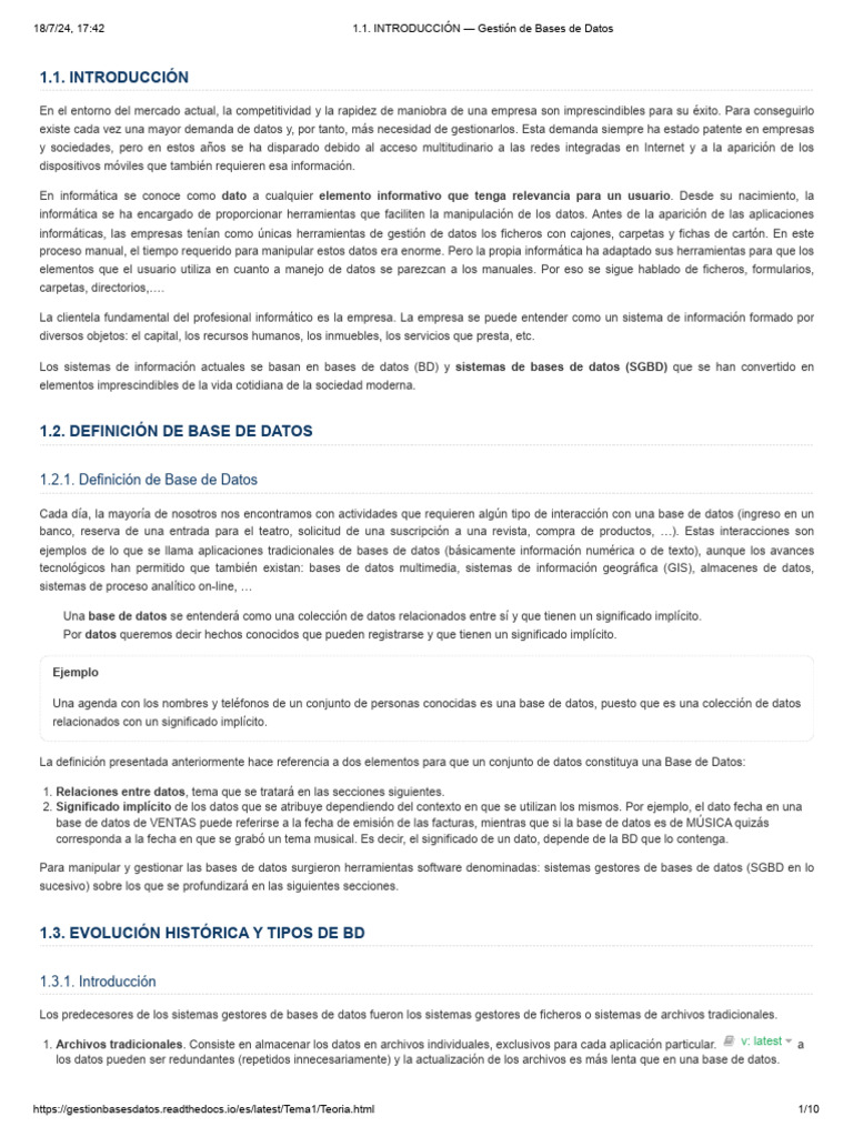 Introducción a las Bases de Datos | PDF | Bases de datos | Base de ...