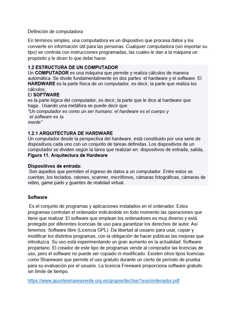Definición de Computadora | PDF | Hardware de la computadora | Sistema ...