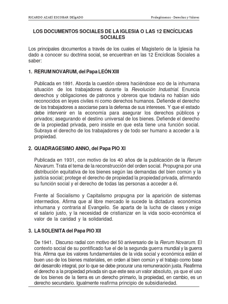 12 Encíclicas Sociales de la Iglesia | PDF | Doctrina social católica ...