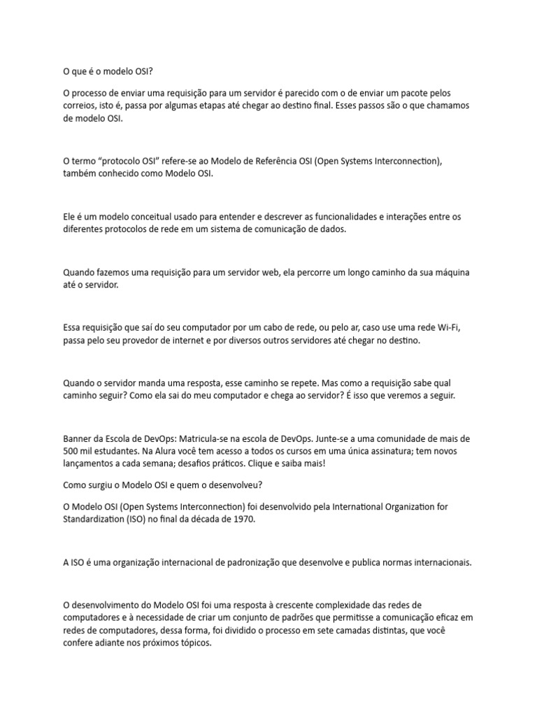 Entenda o Modelo OSI em Redes de Computadores | PDF | Modelo OSI | Rede ...