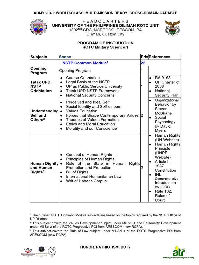 ROTC Military Science Program Overview | PDF | Human Rights | Military