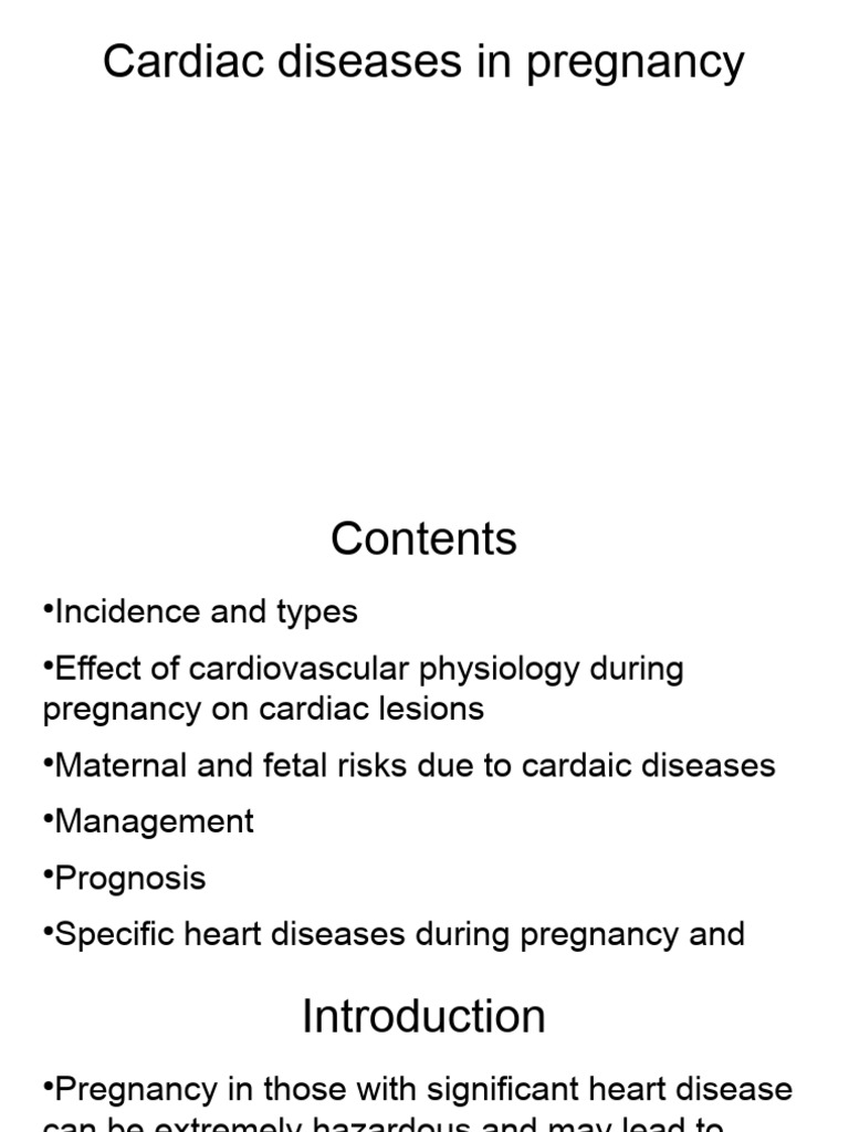 Cardiac Diseases in Pregnancy | PDF | Heart | Congenital Heart Defect