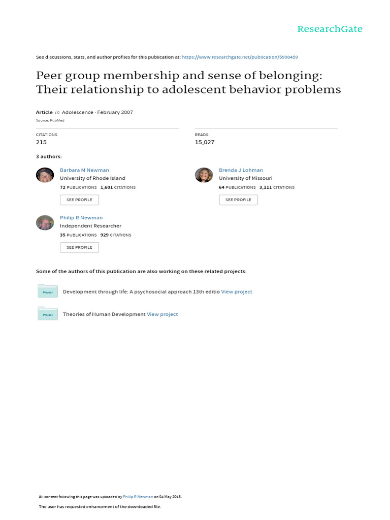 Adolescent Peer Influence Study | PDF | Adolescence | Friendship