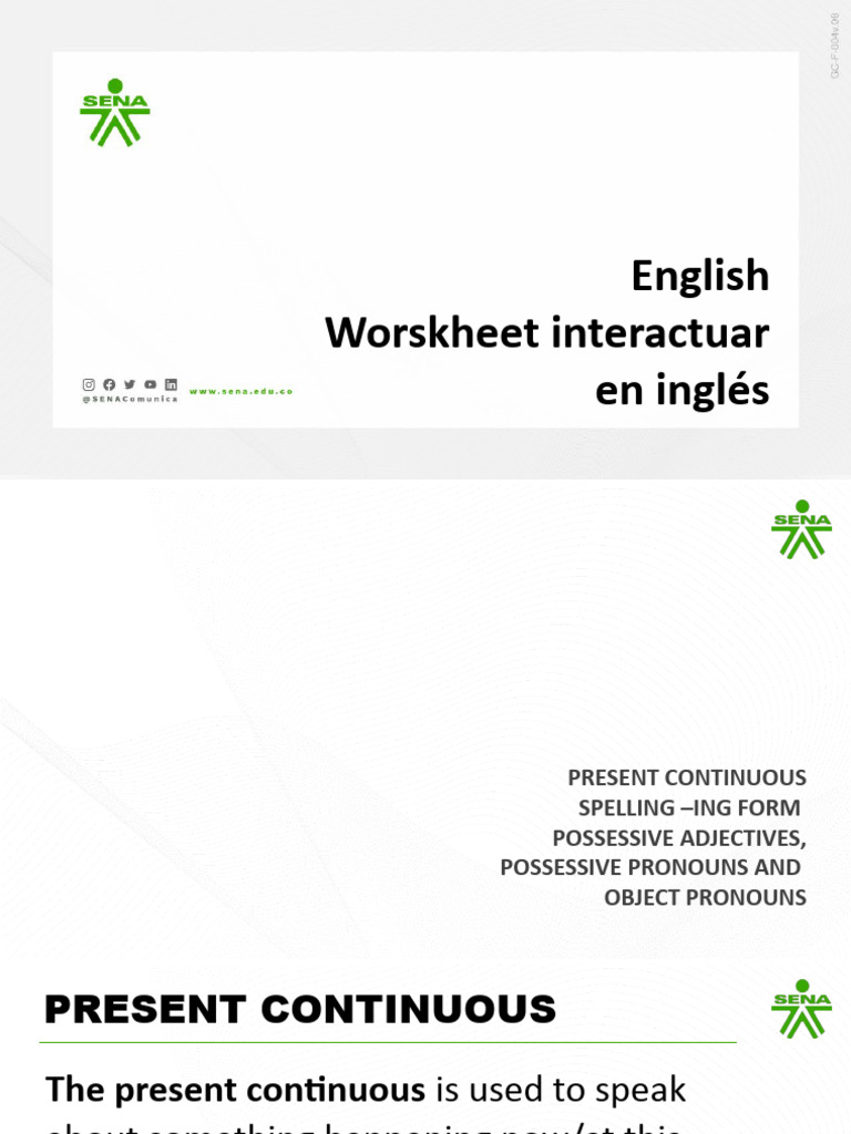 Present Continuous and Pronouns Guide | PDF | Banks | Money