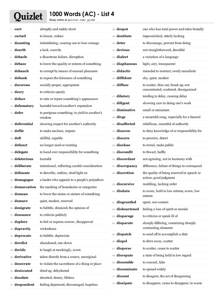 1000 Academic Vocabulary Words List | PDF