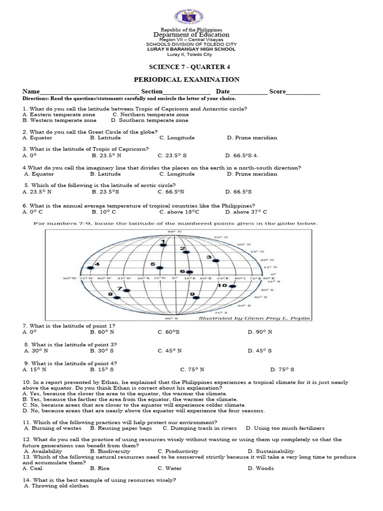 Q4 Periodical Test Pdf Temperate Climate Latitude