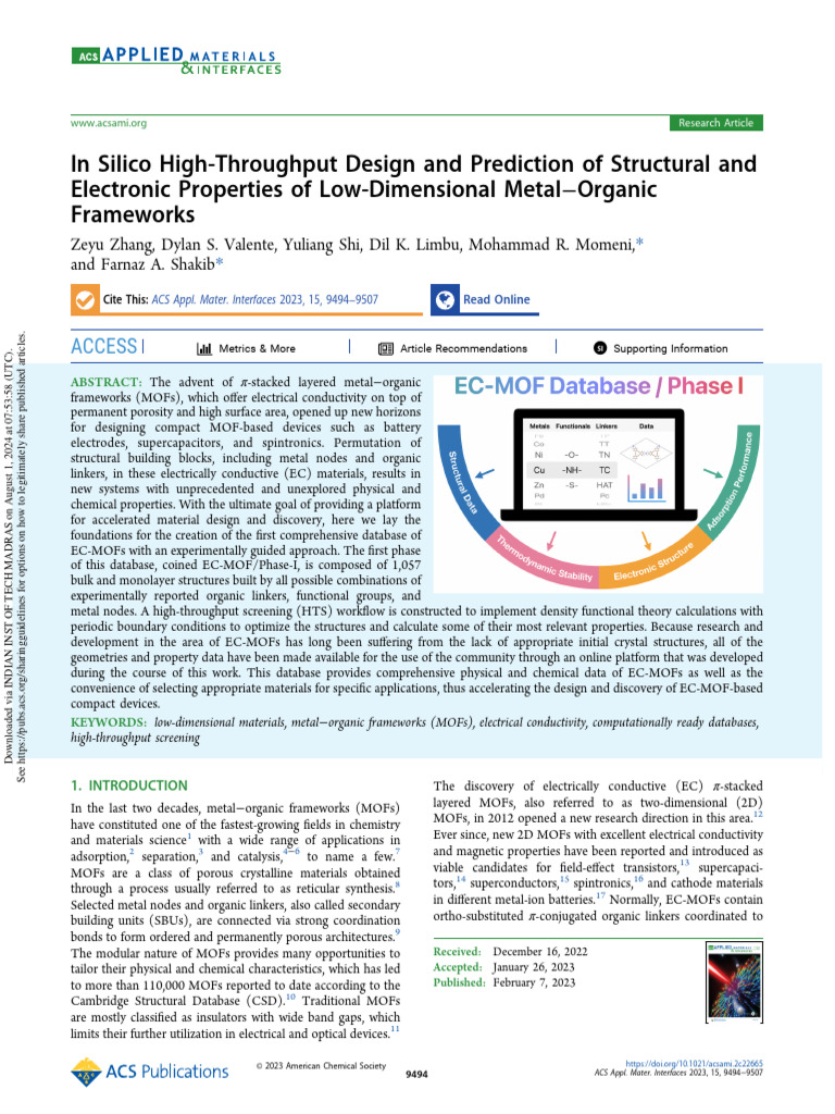 Zhang Et Al 2023 in Silico High Throughput Design and Prediction of ...