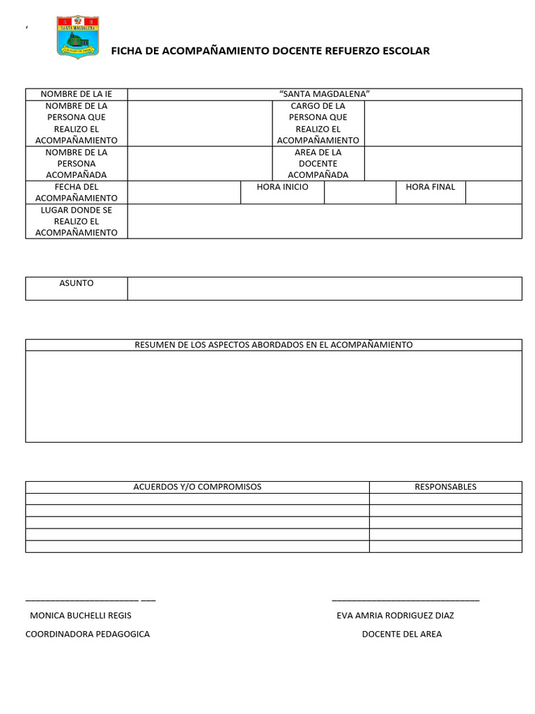 Ficha de Acompañamiento Docente | PDF