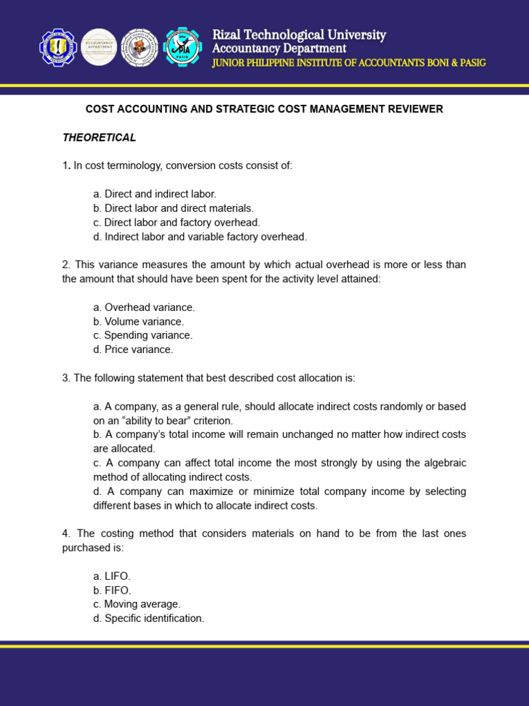 Cost Accounting and Management Concepts | PDF | Strategic Management ...