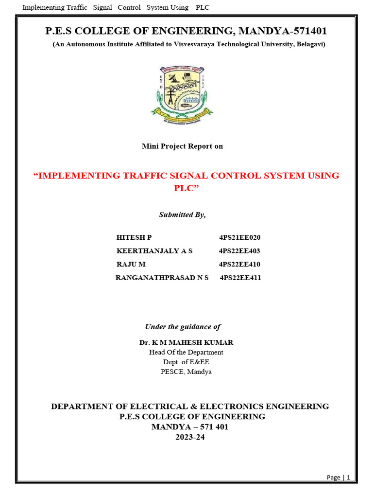Traffic Signal Control System with PLC | PDF | Programmable Logic ...