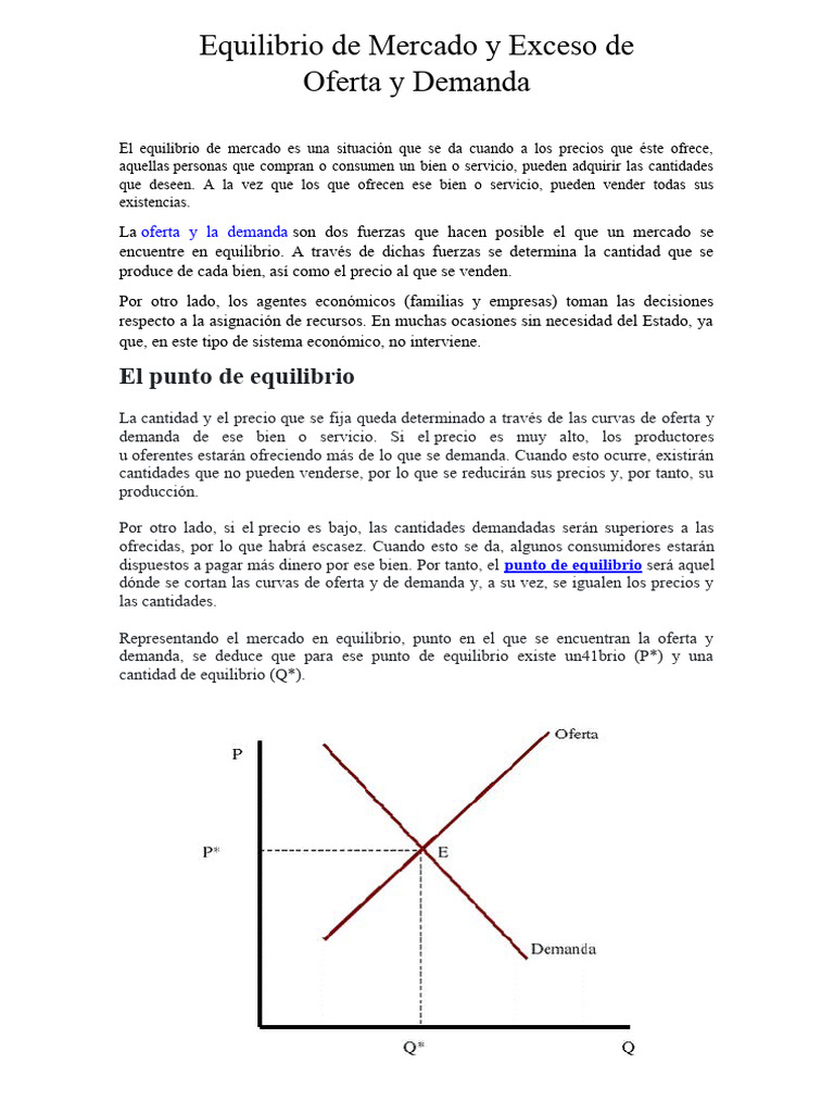 Equilibrio de Mercado: Oferta y Demanda | PDF | Oferta (economía ...
