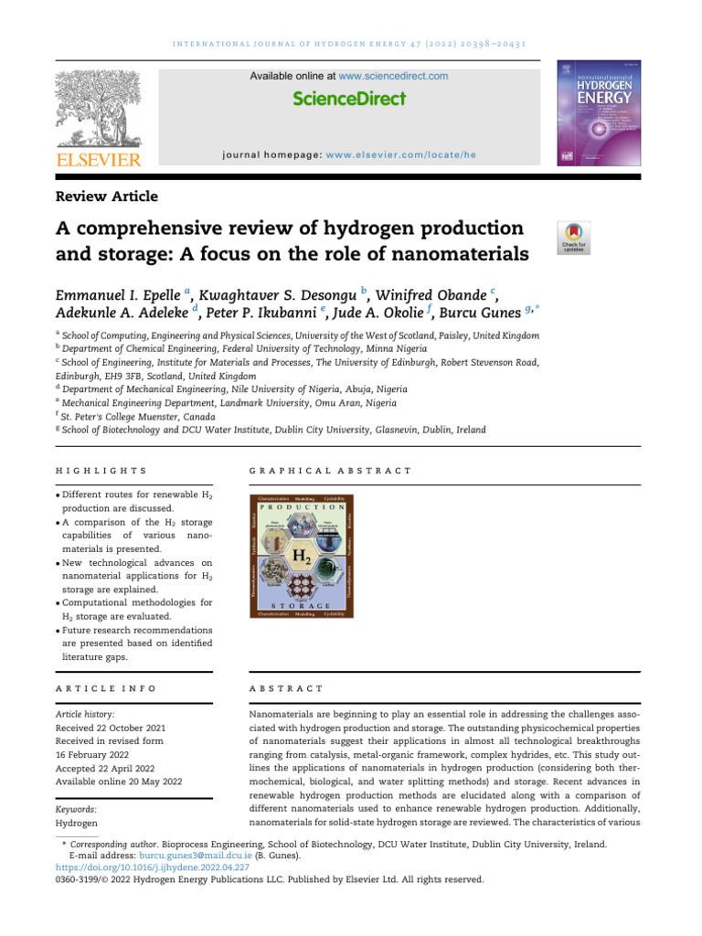 A Comprehensive Review of Hydrogen Production and Storage A Focus On ...