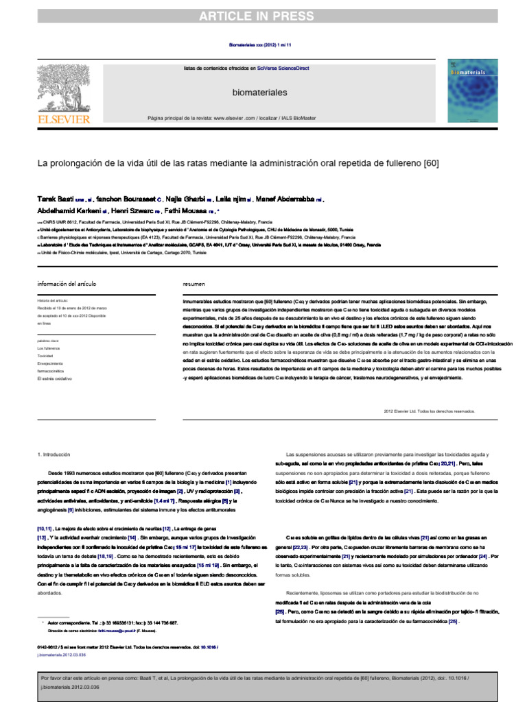 C60-Fullerene Es | PDF | Farmacocinética | Glutatión