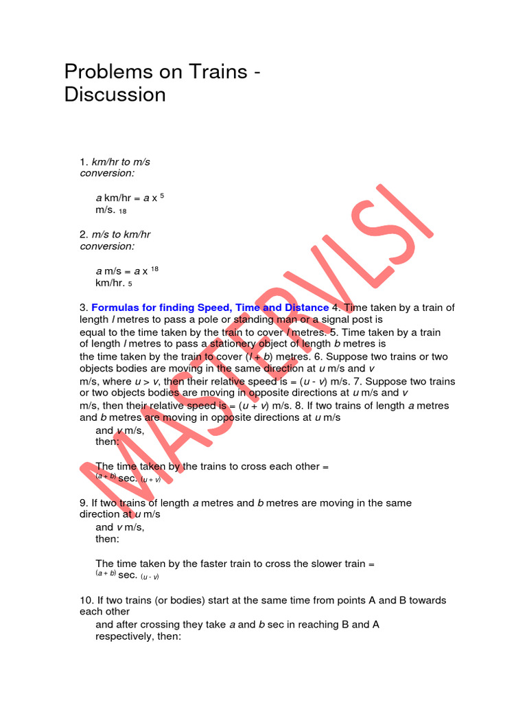 Train Length Calculation Problems | PDF | Speed | Metre