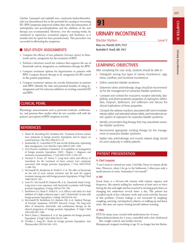 Urinary Incontinence Case | PDF | Urinary Incontinence | Diseases And ...