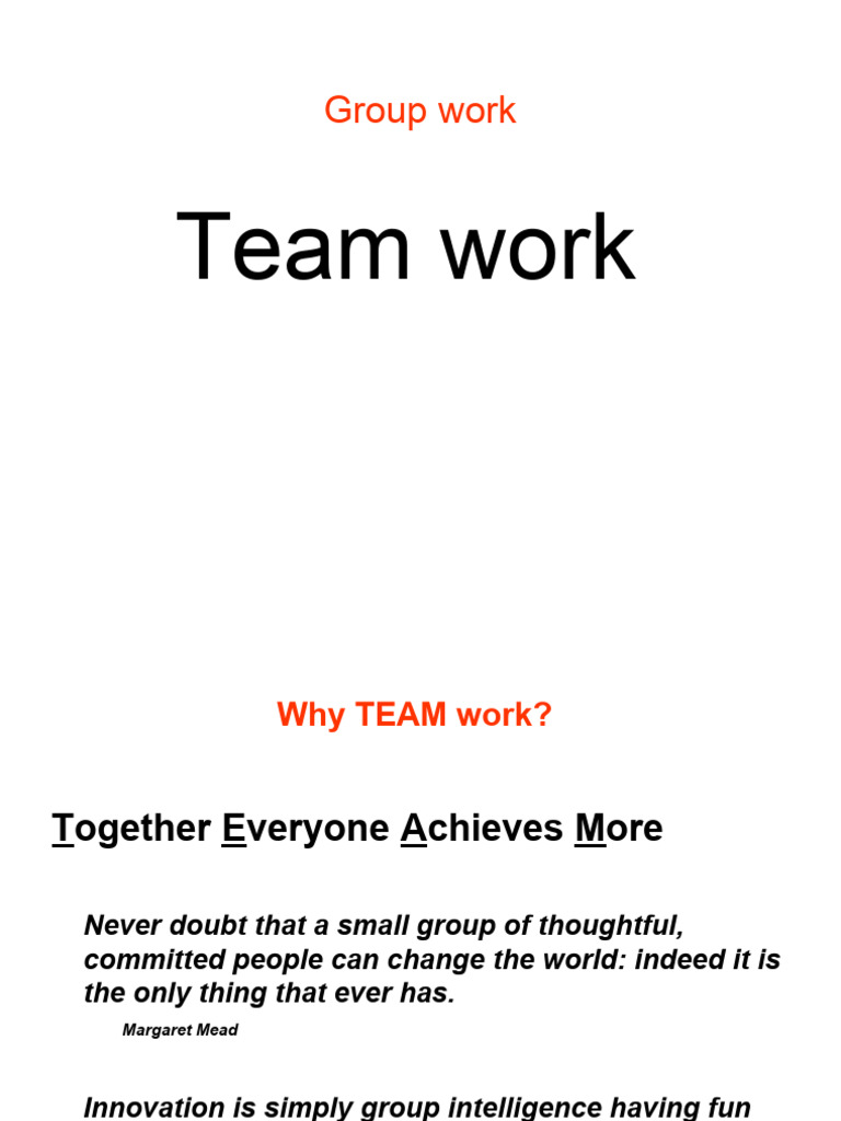 Team Work Notes | PDF | Leadership | Behavioural Sciences