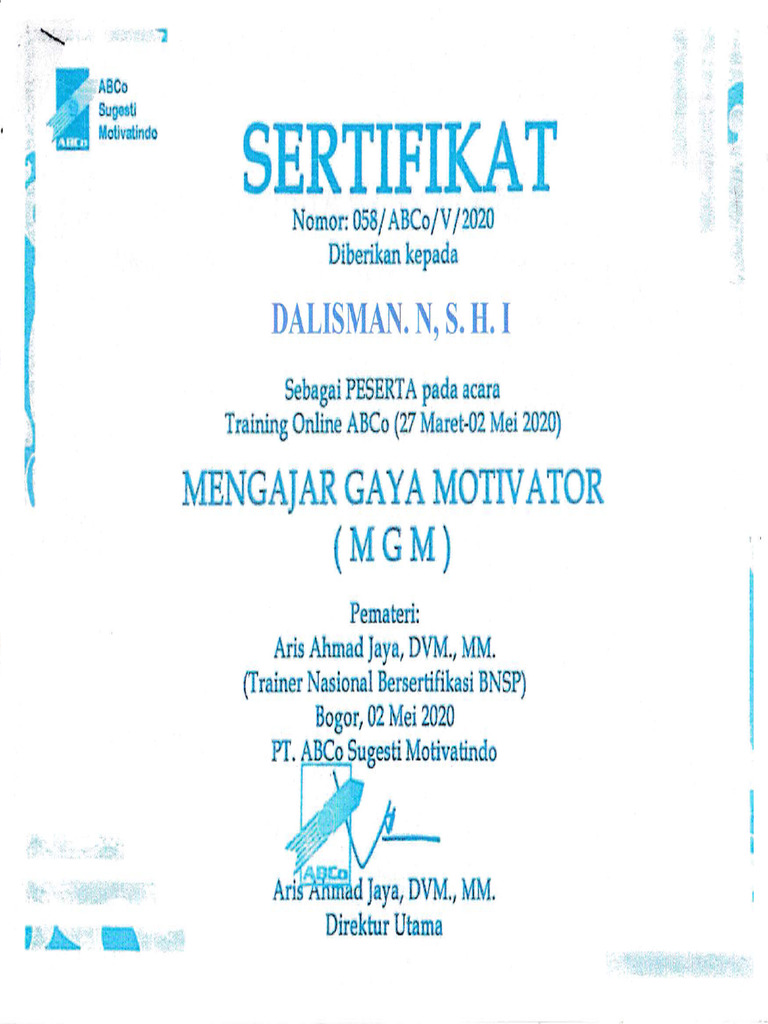 Sertifikat Dalisman - 20240803 - 0001 | PDF