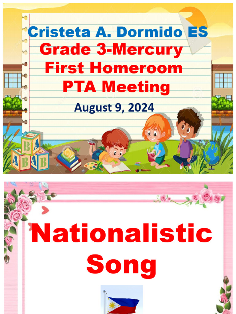 First Homeroom PTA Meeting Agenda 2024 | PDF