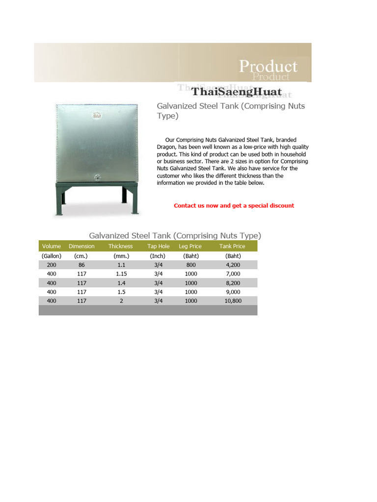 Galvanized Steel Tanks | PDF
