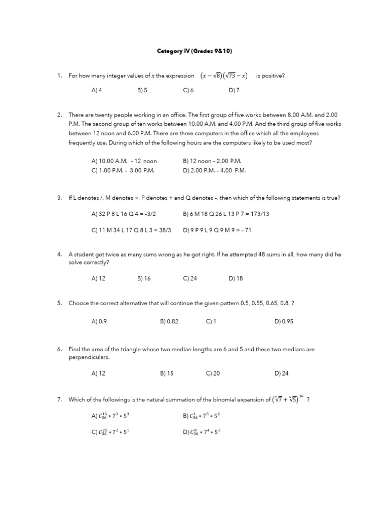 Grade 9-10 Copernicus Math | PDF | Area | Summation