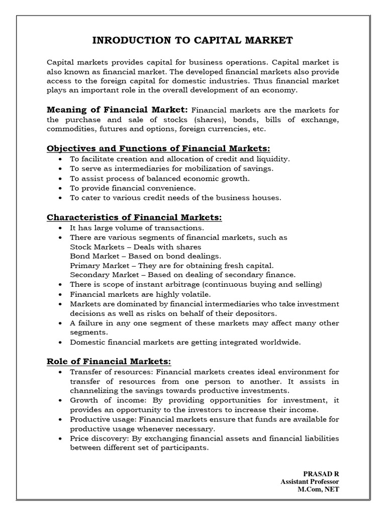 Overview of Indian Capital Markets | PDF | Clearing (Finance ...