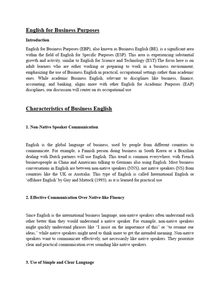 Characteristics of Business English | PDF | English Language ...