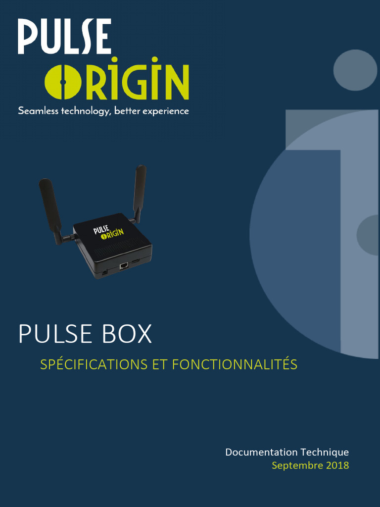 Spécifications de la Pulse Box | PDF | Wi-Fi | Certificat électronique