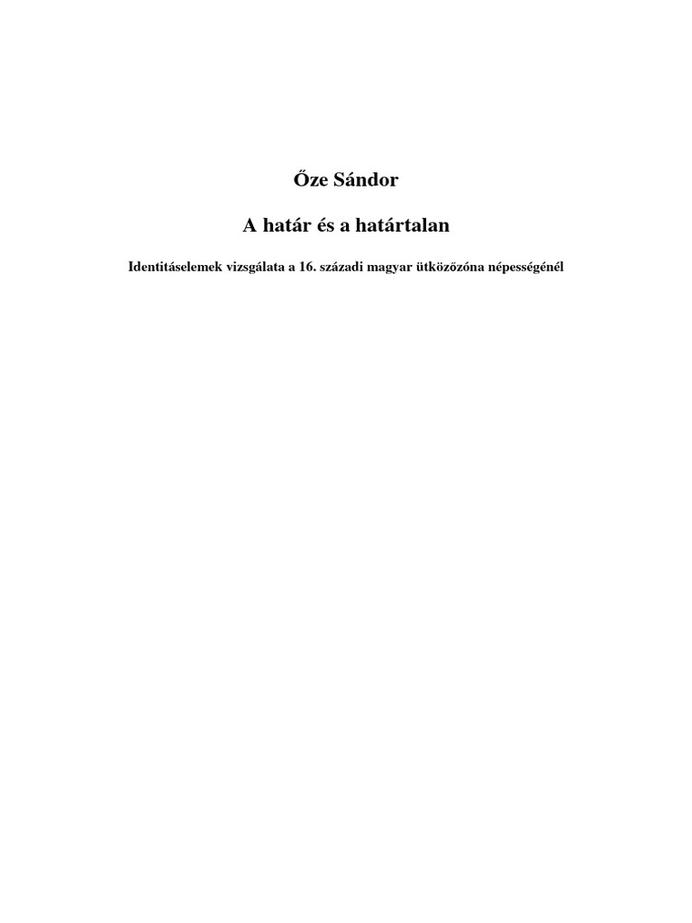 Őze Sándor A Határ És Határtalan | PDF