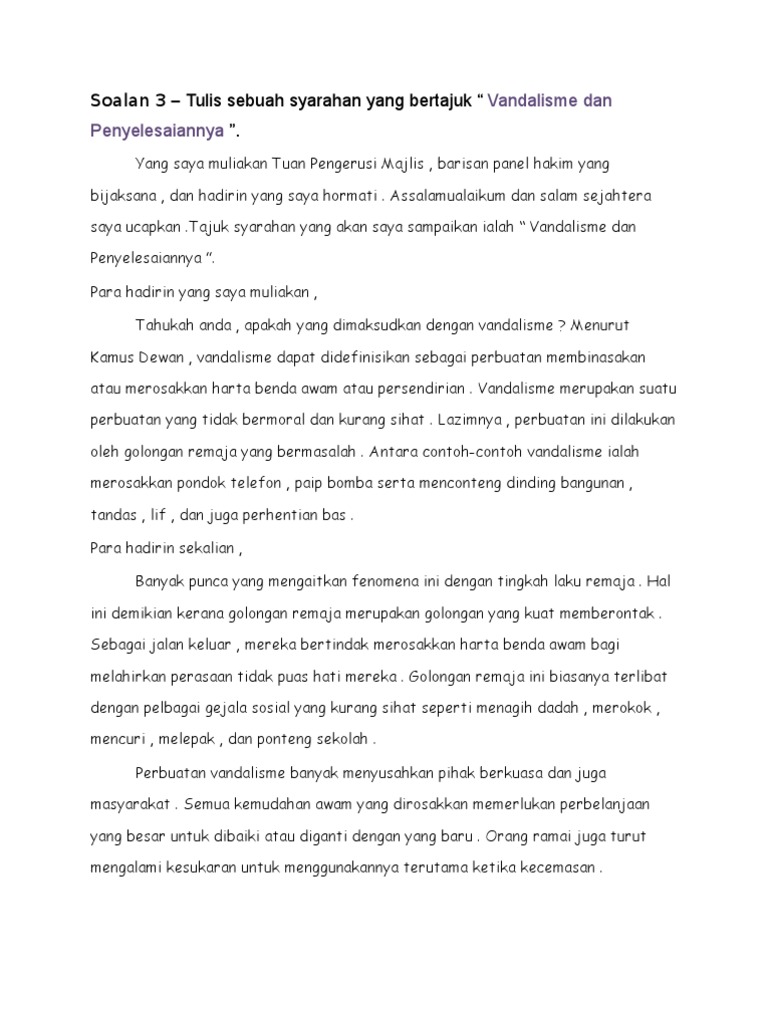 Contoh Karangan Pidato Upsr