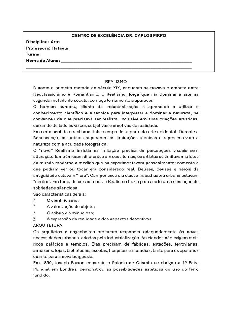 Realismo: Arte e Literatura do Século XIX | PDF | Realismo (artes ...