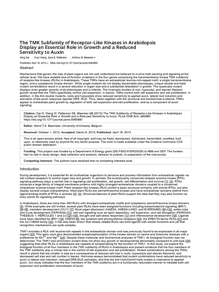 The tmk subfamily of receptor like kinases in arabidopsis display an
