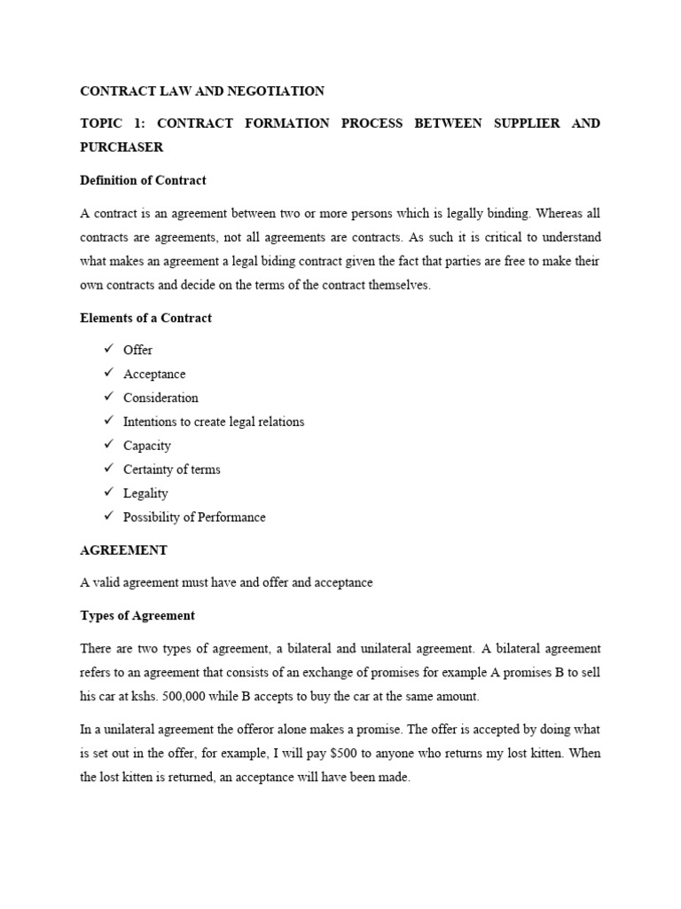 Contract Law and Negotiation | PDF | Offer And Acceptance | Consideration