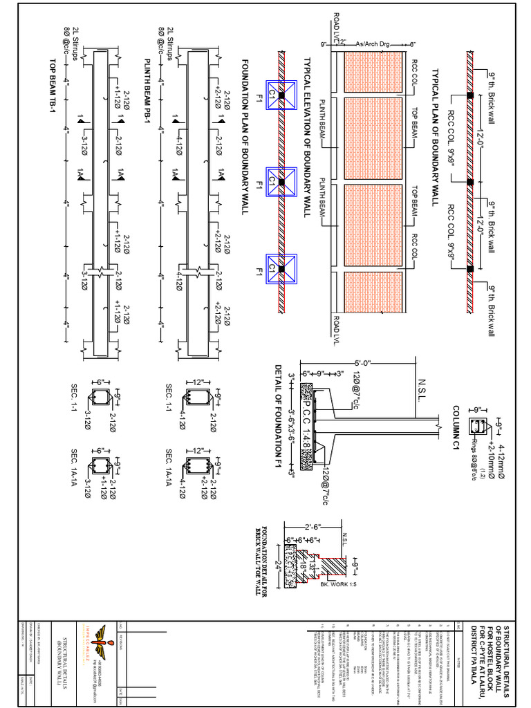 Boundary Wall Structural Details | PDF | Components | Building Technology