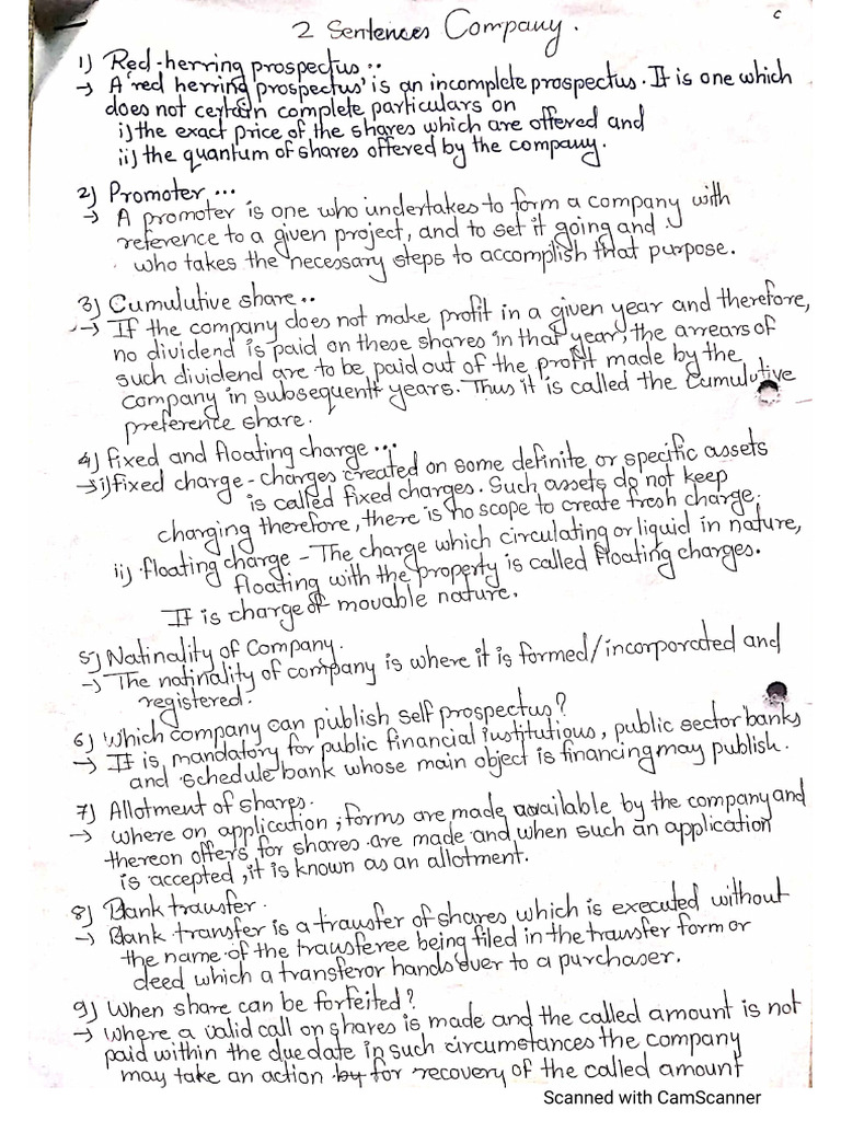 2 Sentence Company Law | PDF