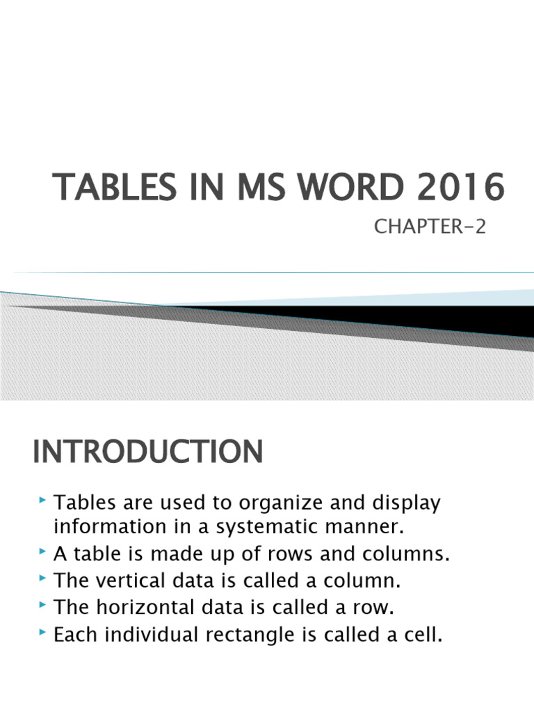 What Is Tables In Ms Word