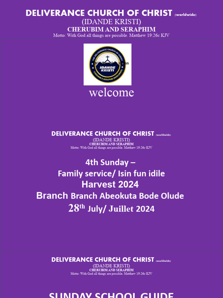 4th Sunday Family Service Isin Fun IdileHarvest 2024 Branch Branch 