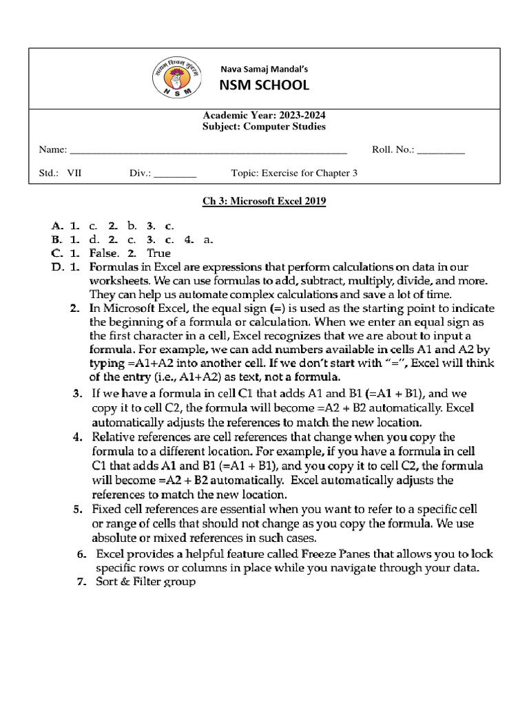 Std 7 ch 3 ms excel pdf