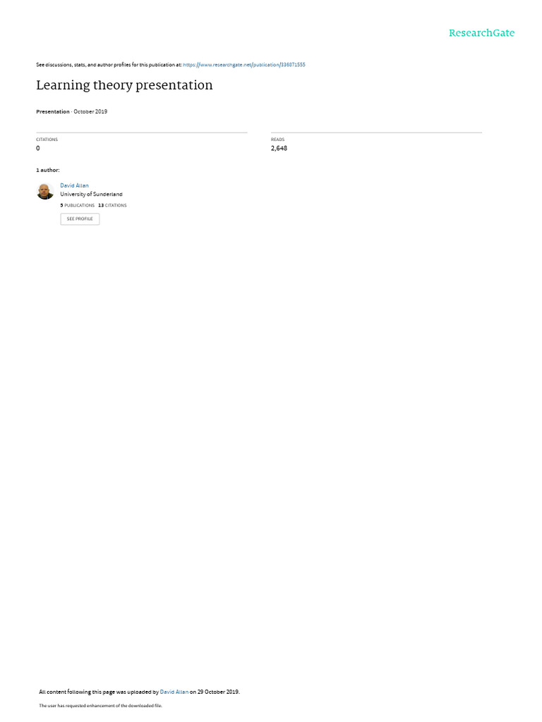 Learning Theory Presentation October 2019 Pdf Constructivism