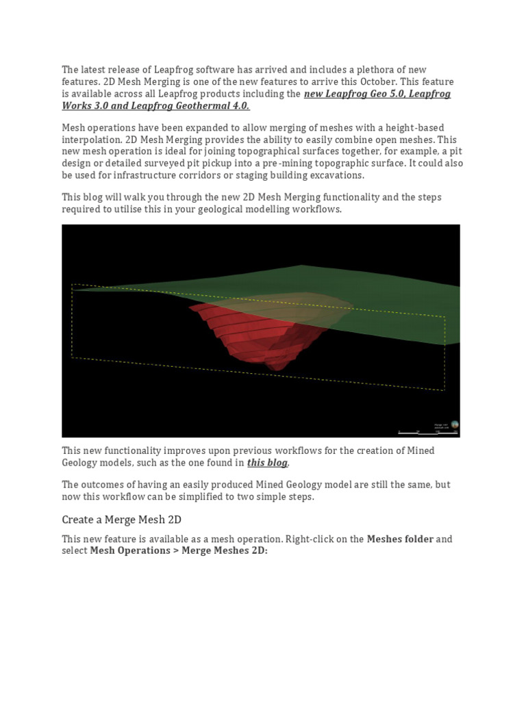 When Two Become One - 2D Mesh Merging in Leapfrog Geo | PDF ...