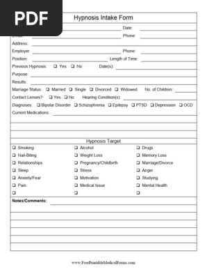 Hypnosis Intake Form