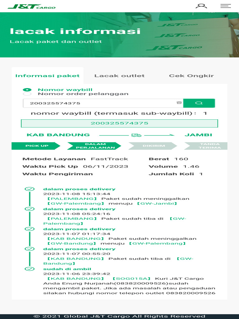Tracking Paket J&T Cargo di Bandung | PDF