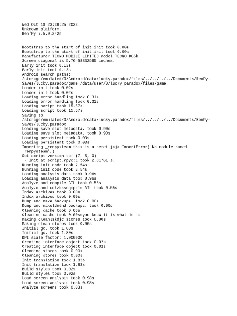 Lucky Paradox Initialization Log | PDF | Booting | Operating System ...