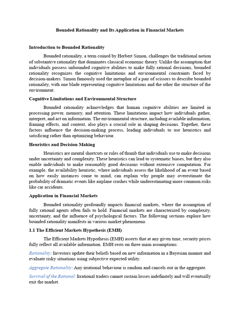 Bounded Rationality in Financial Markets | PDF | Efficient Market ...