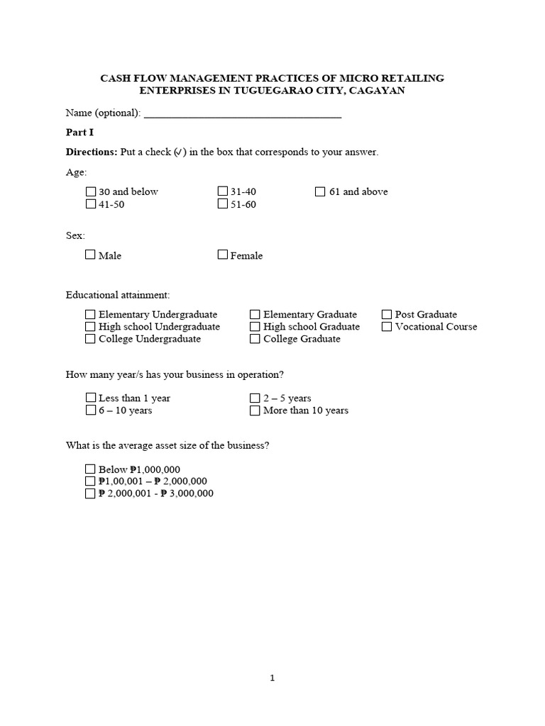 Cash Flow Management in Micro Retailing | PDF | Investing | Money