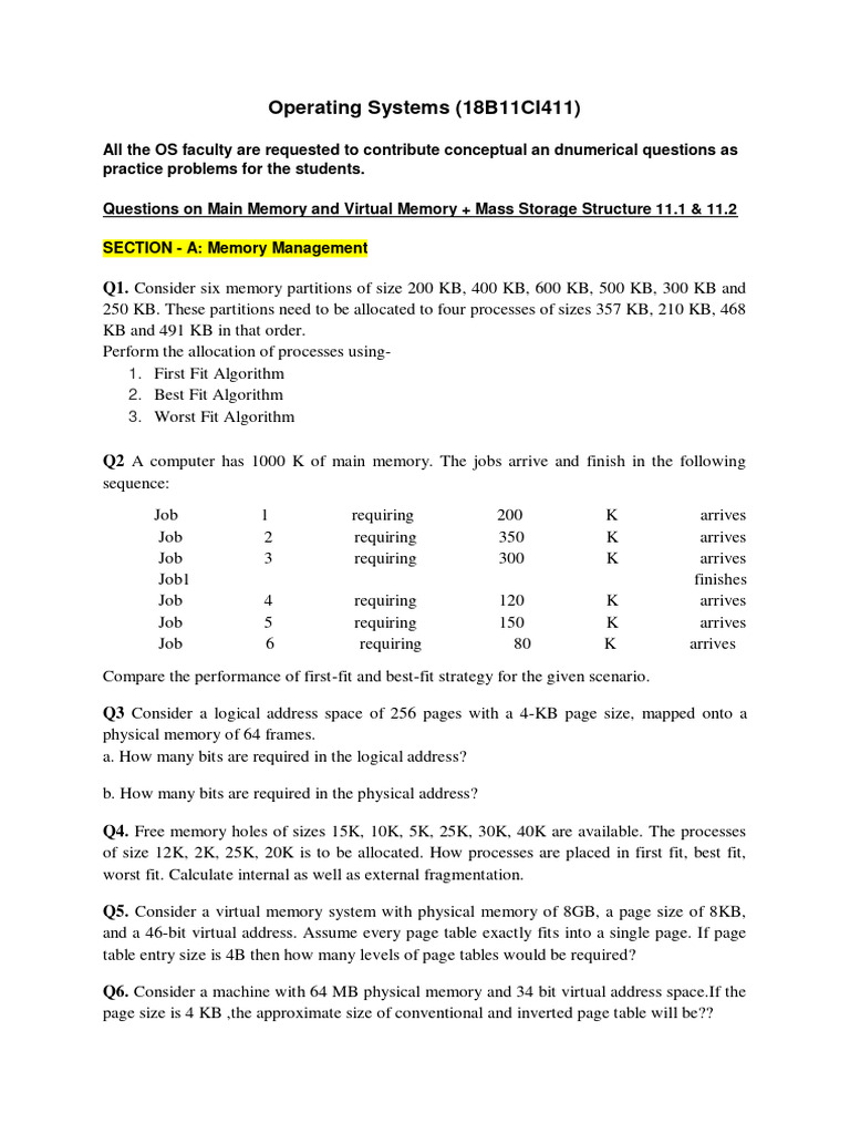 Practice questions on memory and storage operating system pdf disk