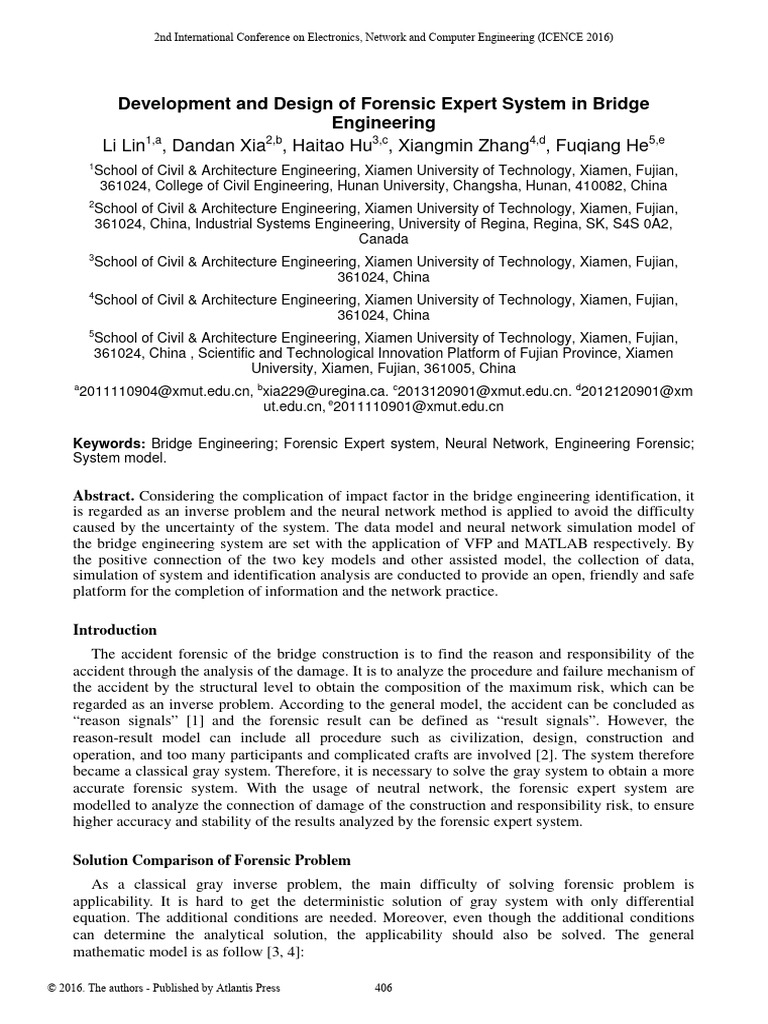 Development and Design of Forensic Expert System in Bridge Engineering ...