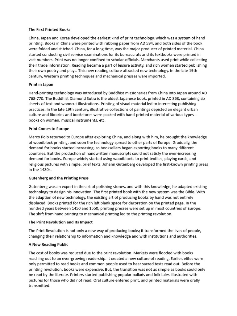 Origins of the First Printed Books | PDF | Printing | Books