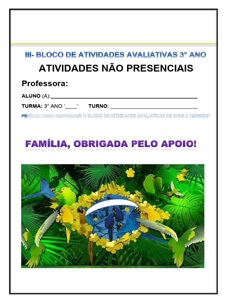 3 ano iii avalia o on line bloco ix pdf brasil independ ncia