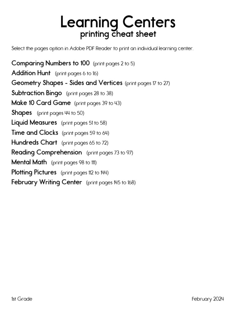 Pdfdl1708423370 February Learning Centers For First Grade 1 | PDF ...