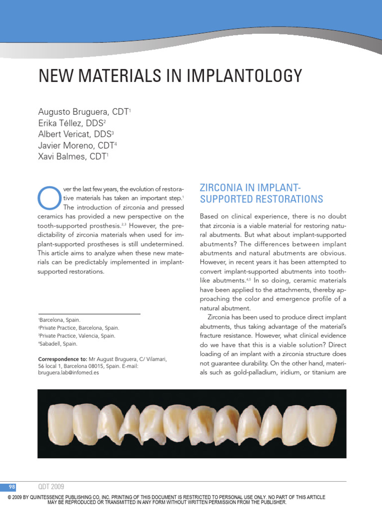 000 New Materials in Implantology | PDF | Dental Implant | Mouth